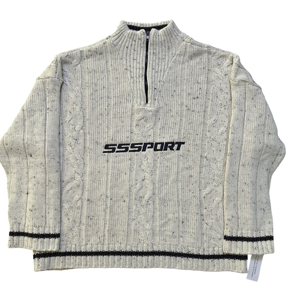 Sisters and Seekers SSSPORT 1/4 Zip Chunky Cable Knit Sweater S Oversized Jumper